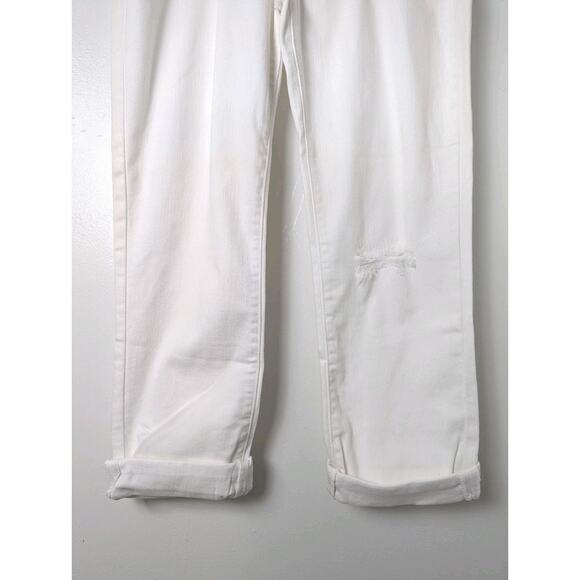 Levi's Modern Slim Cuff White Denim Jeans Size 12 Distressed Stretch NEW - Picture 2 of 10